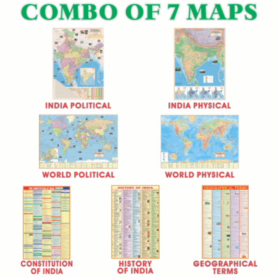 India & World Map ( Both Political & Physical ) with Constitution of India